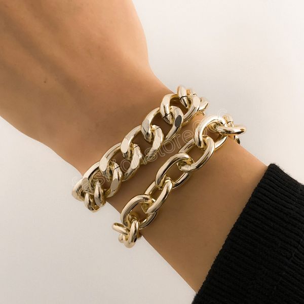 

retro fashion simple creative bracelet female hip hop gold color metal charm girl bracelets men's jewelry, Golden;silver
