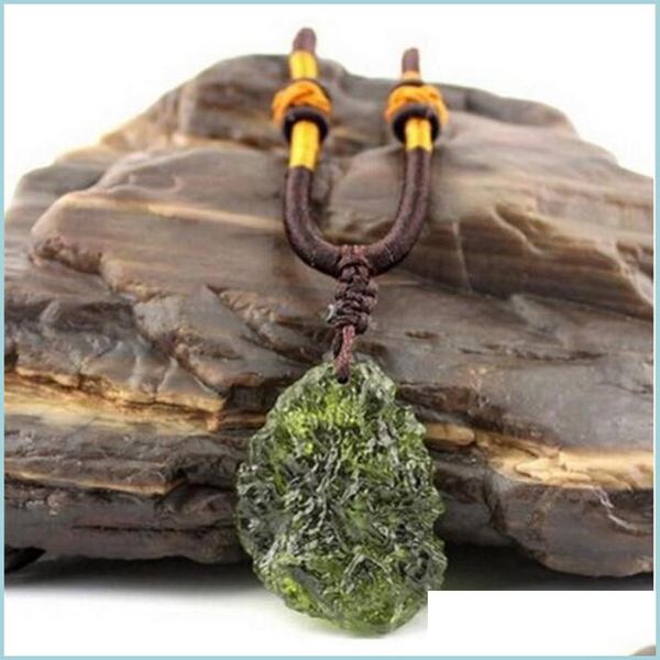 

pendant necklaces aandand natural moldavite green aerolites crystal stone pendant energy apotropaic4g-6g/ lotand rope unique necklace dhbae, Silver