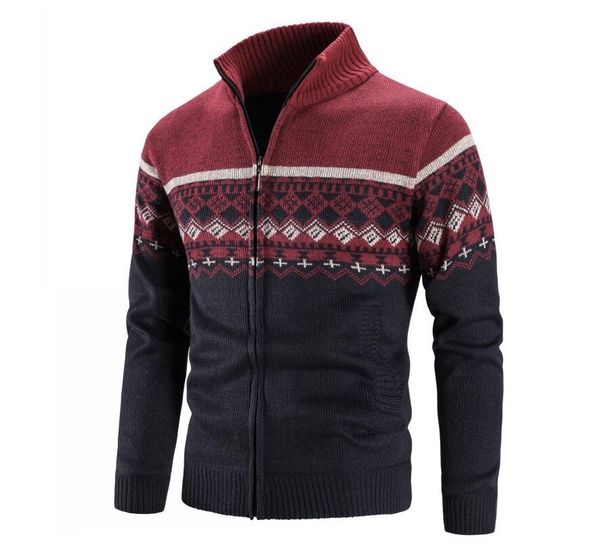 

men sweaters casual sweatshirt jacquard zip polo sweater cardigan jacket winter mock neck sweater pullover mens clothes, White;black