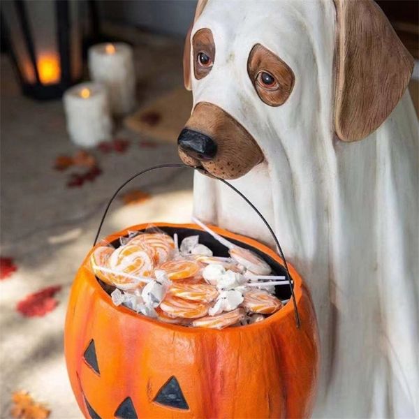 Party Decoration Halloween Dog Elf Candy Bowl Resin Crafts For Christmas Props Thanksgiving DIY Decor Year 220915
