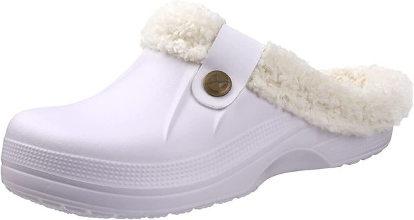 

couple classic cotton slippers fur lined waterproof winter women's slippers white, Black