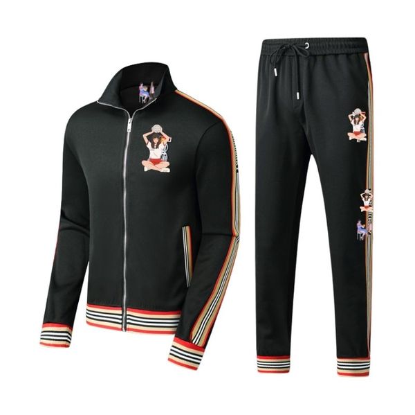 

mens designer tracksuits suit hoodies new fashion brand men spring autumn men's two-piece zipper sportswear casual style tracksuits -3, Gray