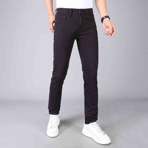 

jeans men's 2022 high end fashion brand jeans men's slim leggings elastic autumn and winter small straight pantsuamy, Blue