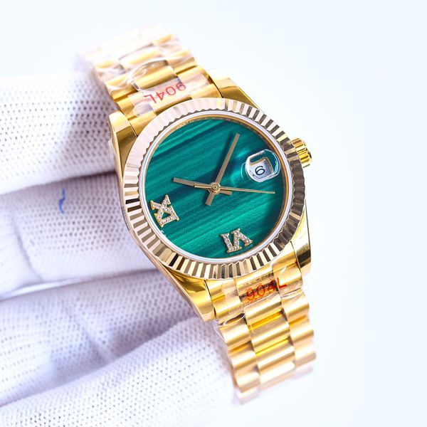 

u1 luxury women's watch log type green dial 31mm roman digital enlarged calendar 904l stainless steel automatic mechanical watch, Slivery;brown
