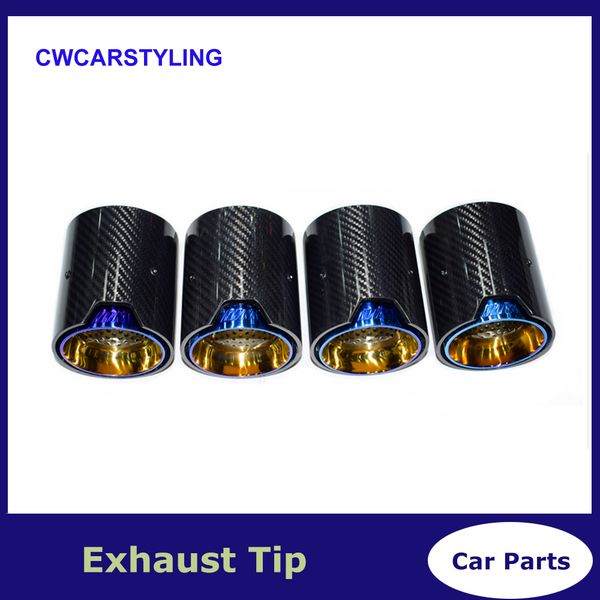 

1pcs blue exhaust muffler tip fit for m2 f87 m3 f80 m4 f82 f83 exhaust modified suitable cars carbon fiber tail muffler pipe tips
