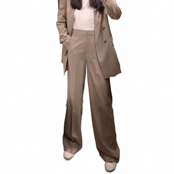 

spring and autumn women's casual solid color high waist loose straight pants & capris q5m6#, Black;white
