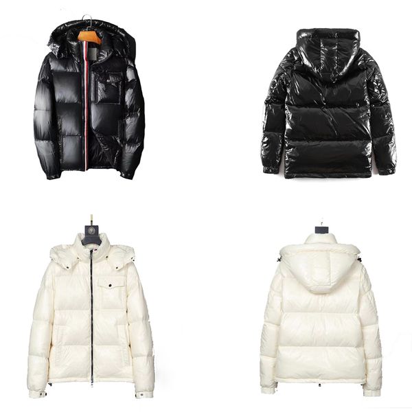 

autumn and winter mens fashion parka overcoat jacket down outerwear causal downs long sleeves with zippers geometric printed coats 3 colour, Black