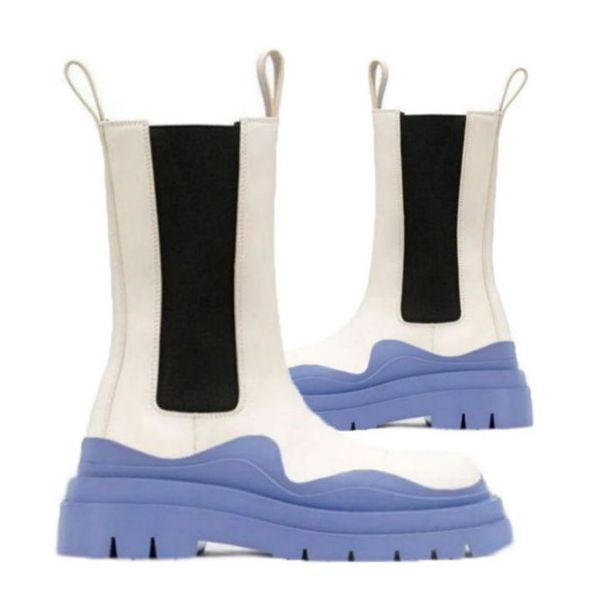 

women man bottega blue soles boots luxury tire lean leather chelsea women's white booties men lug platform chunky shoes lady knight boo, Black