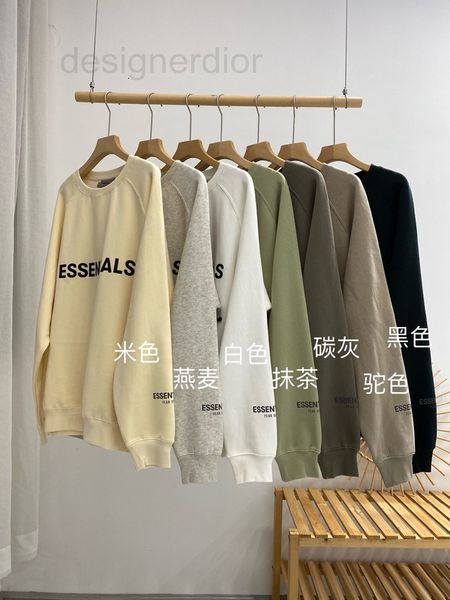 

men's hoodies & sweatshirts designer high setting fog multi thread essentials chest glue pressing letter round neck fleece sweater loos, Black
