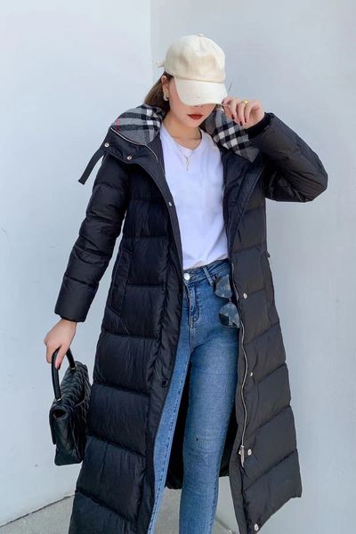 

women's trench coats long down jackets women winter cotton parka womens casual loose coat female hooded cotton-padded overcoat, Black