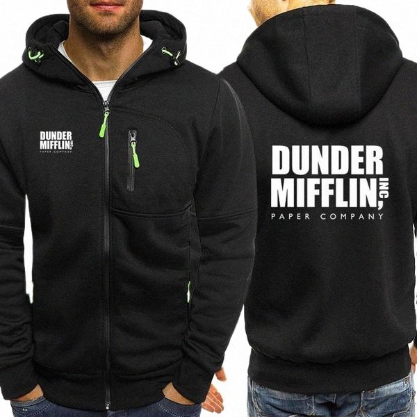 

men's hoodies & sweatshirts dunder mifflin paper inc office tv show printed spring autumn jacket fashion long sleeve zipper hip-hop har, Black
