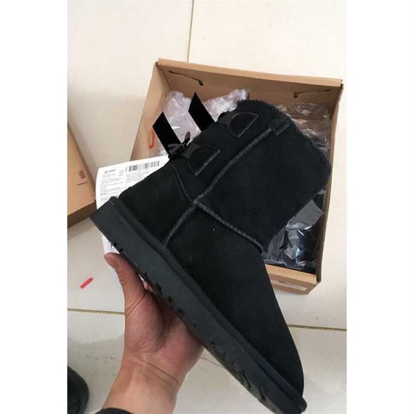 

fashion boots 2020 snow booties with bow winter women shoes low chestunt coffee beige brown navy grey black red pinks236v