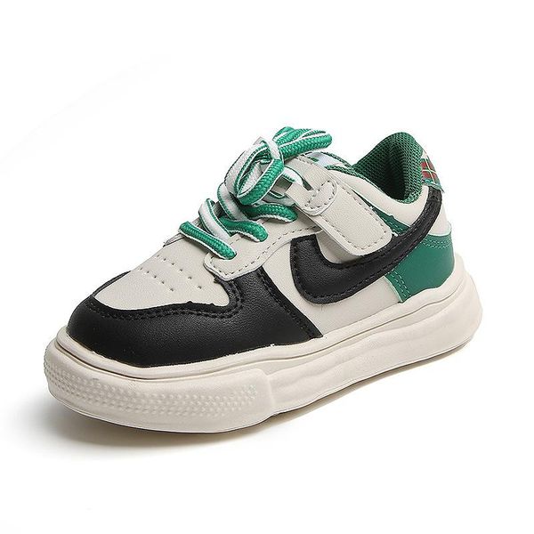 

athletic kids shoes sneakers basketball child autumn soft sole boys girls leather e3209, Black