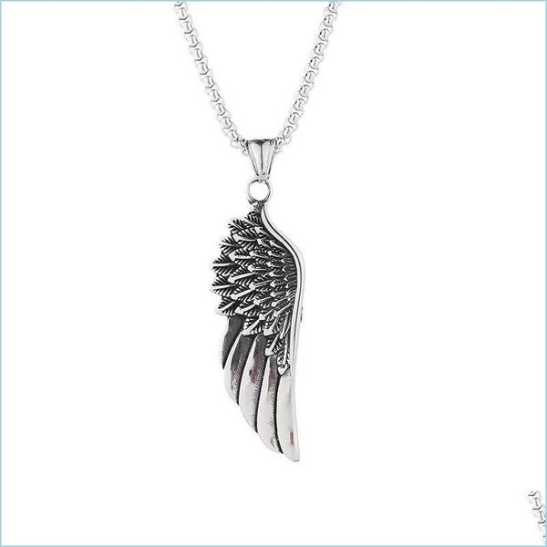 

pendant necklaces pendant necklaces 2022 european and american trendy male rock fashion mens titanium steel wing necklace d bdegarden dhs19, Silver