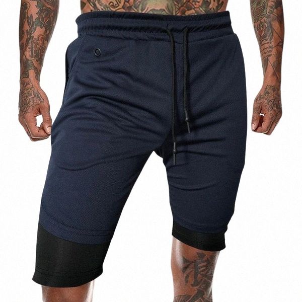 

men's music shorts 2 in 1 running security pockets quick drying sport built-in hips zipper h3lg#, White;black