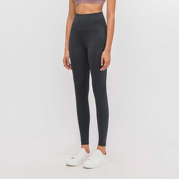 

l-85 naked material women yoga pants solid color sports gym wear leggings high waist elastic fitness lady overall tights workout, White;red