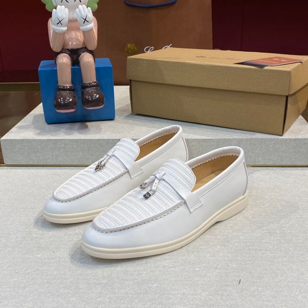 

lp piana charms moccasins loafers beige genuine leather casual slip on flats women's shoes luxury designers flat dress couple shoes fac, Black
