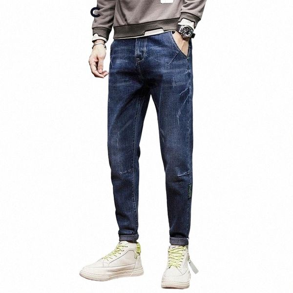 

2021 sweatpants jeans for men casual trousers fashion pants streetwear hip hop denim male moownuc full-length fit spring autumn1 e52x#, Blue