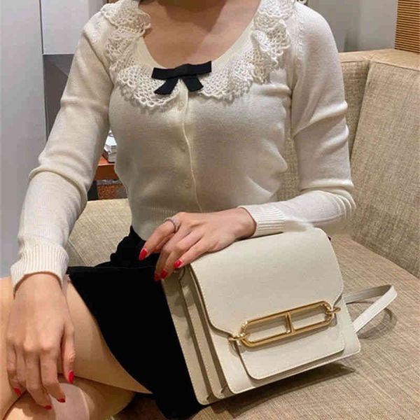 

herme genuine leather pig nose bag women's summer square 2022 new tofu crowd one shoulder cross body fashion