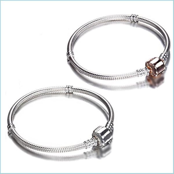 

link chain 925 sterling sier original charm bracelet with s925 logo women diy beads charms bangle drop delivery 2021 jewelry bracelet dhwbq, Black