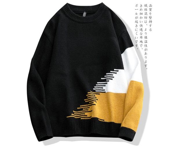 

new men's knitted sweaters luxury wool plush thickened casual business male mock neck pullovers fashion streetwear, White;black