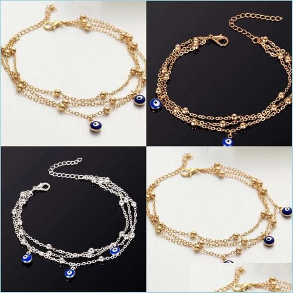 

anklets eye chain women anklets jewelry mtilayer adjustable fashion female ankle bracelets on vacation new arrival 1 9sp j2b drop del dhmgc, Red;blue
