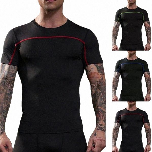 

2021 men's running quick dry fitness shirt tight sports fit short t-shirt sport tee male gym t-shirt rashgard shirts a9zu#, White;black