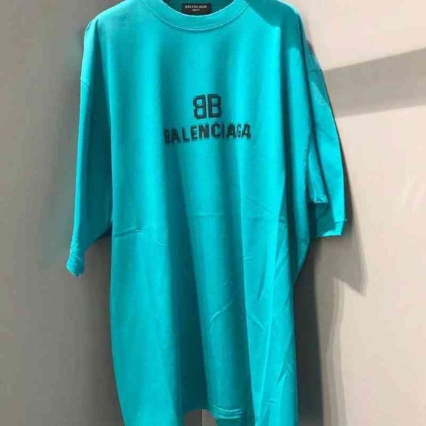 

fashion balencigass designer t shirts stable pair version goods family high mosaic phantom fuzzy letter hole loose short sleeve shirts, White;black