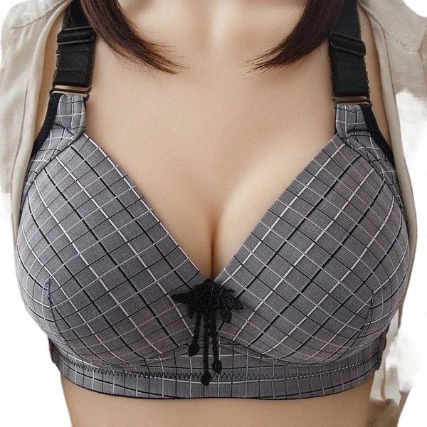

women bra plus size for fat big breasted lady cup thin unpadded full coverage super push up plaid black soft comfort bras 63l9#, Red;black