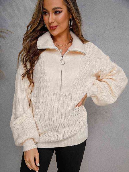 

women's sweaters herfst winter solid trui vrouwen mode turn-down kraag lange mouwen losse trui dames strretwear casual gebreide truien, White;black