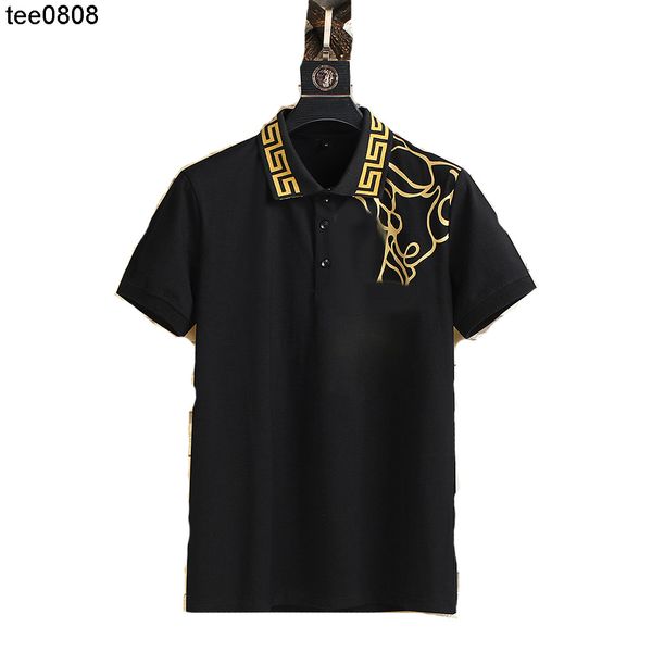 

men's polos designer stripe tee shirt t shirts snake pol bee floral embroidery mens high street polo t-shirt m-3xl, White;black