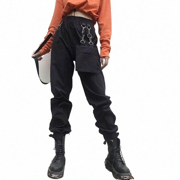

insgirl harajuku grunge cargo pants women streetwear punk mall gothic high waist ring detachable with pocket casual overalls women's &, Black;white