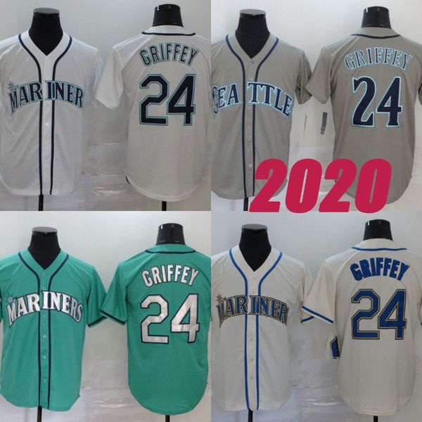 

college wear 24 ken griffey jr. 2020 season cool base double stitched baseball jerseys shirt in stock, Black