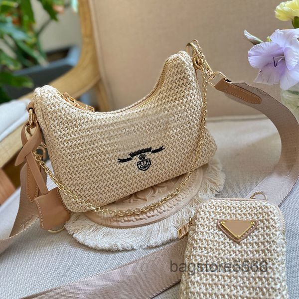 

bags straw stripes hobo evening bag weave handbags women crossbody composite bag chain mini purse triangular sequin coin walle