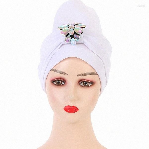 

ethnic clothing muslim hijab scarf caps women fashion solid stick diamond head wraps autumn islam abaya ramadan white bonnet turbans i9hh#, Red
