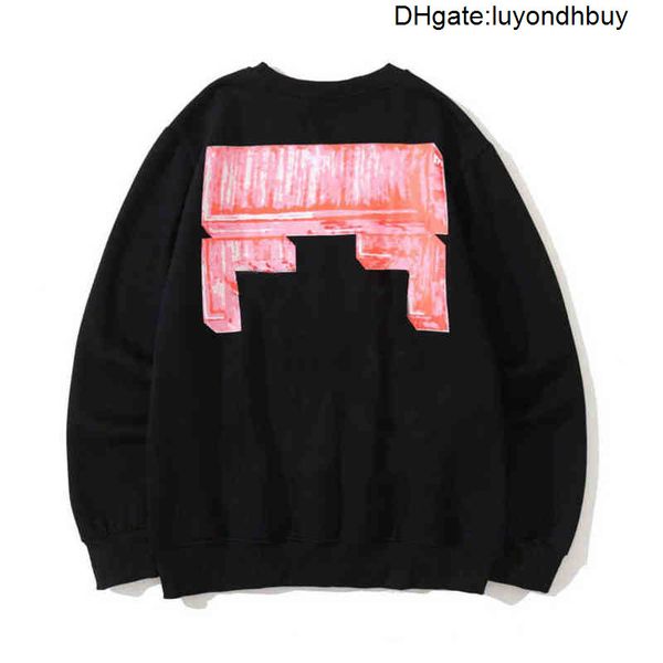 

classic mens loose offs sweatshirts designer fashion hoodies pullover hip hop oil paint back arrow x men women hooded casual hoodie cy4k, Black