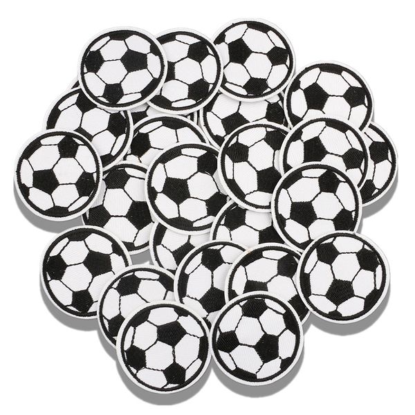 

notions various sizes soccer embroidered patches black white ball iron on patch for clothing jackets bags diy football sports sticker sewing