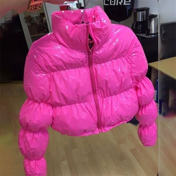 

womens jackets winter padded clothes women short coat candy colors puff sleeve warm casual padded jacket outwear 220915, Black;brown