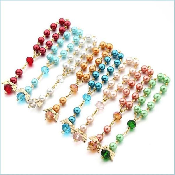 

charm bracelets angel pendant beaded bracelet catholicism infant baptism supplies religion wedding gifts rosary charm bracelets jewel dhgkv, Golden;silver