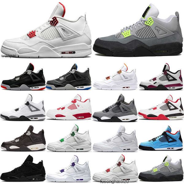

shoes 2022 new men's 4s basketball shoes 4 mens neon black cat orange metallic oreo court purple pine green university red white cement