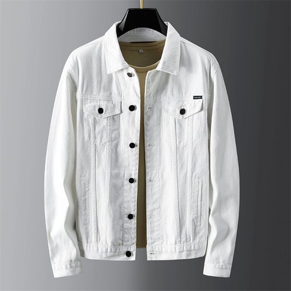 

men's jackets cotton denim casual solid color lapel singlebreasted jeans autumn slim highquality 220915, Black;brown