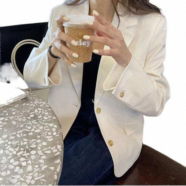 

2021 spring solid women blazers korean fashion simple single breasted fatos de mulher office lady elegant vintage female coats g0qj#, White;black