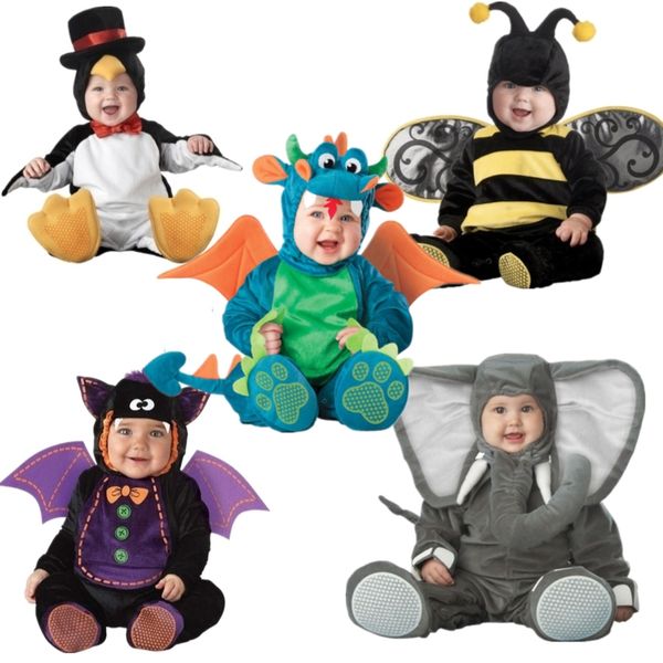 

special occasions halloween costumes for baby kids romper jumpsuit animal carnival party cute funny cosplay pajama children bees elephant ba, Blue
