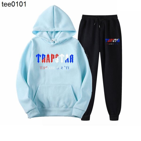 

2022trapstar lettered hoodies printed men's and women's sportswear brushed two-piece loose hooded sweater set, Gray