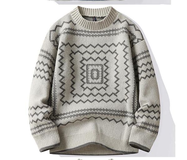

men's sweater brand designer o-neck warm knitted cardigans fashion stripe argyle sweater coat, White;black