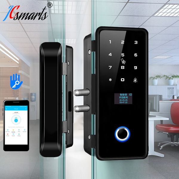 

nfc smart lock no drilling office glass door fingerprint lock bluetooth ttlock electronic fechadura digital wifi