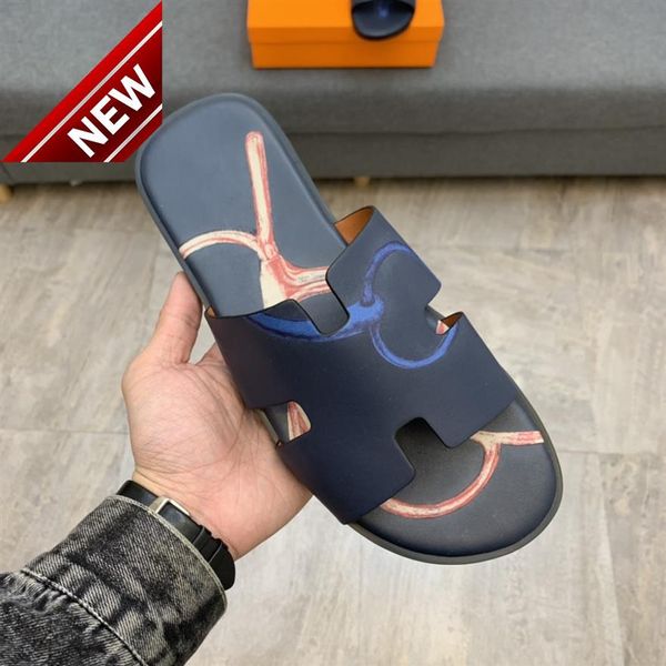 

high-quality style casual sandals slipper summer leather beach shoes men's indoor slippers large233b, Black