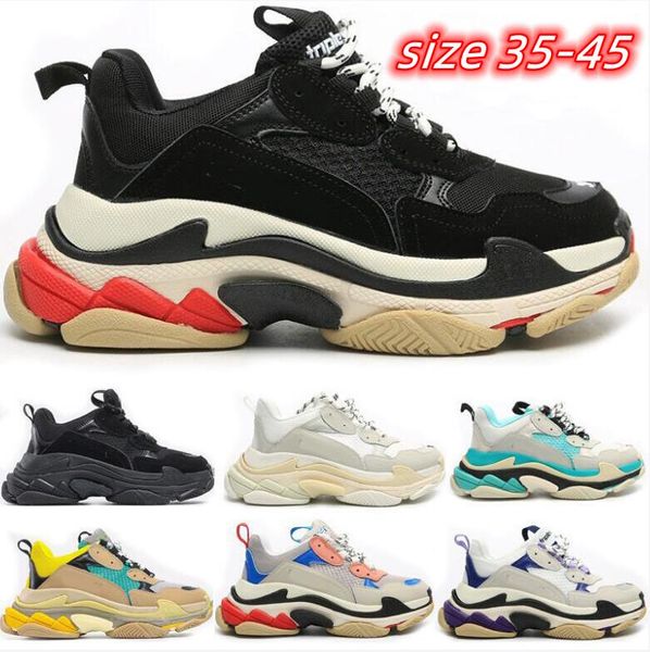 

men women 17fw triple s dad casual shoes sneaker clear bubble bottom black red pink green yellow grey multi color old grandpa trainer sports