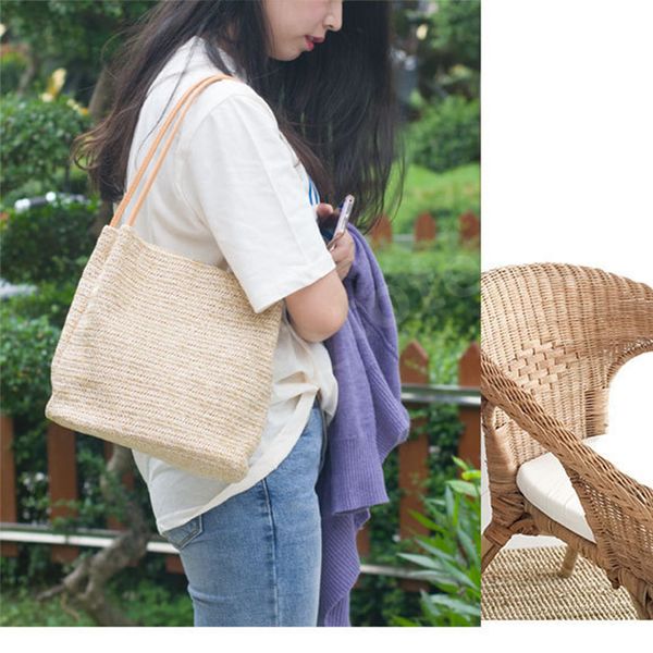

hbp 2022 straw bucket bag casual shoulder bags summer new fashion women shopping wallet card holder 2 colors