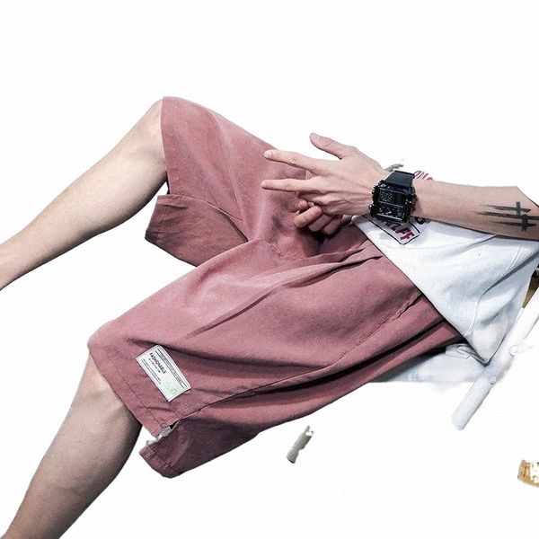 

korean version of the summer men's harajuku trend loose wild casual cotton solid color comfortable five points shorts t6ta#, White;black